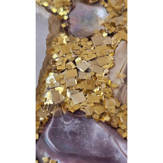 Arturo Pani Vintage Mexican Artisan Arturo Pani Hollywood Regency Abalone, Onyx, and Gold Leaf Cocktail Table For Sale - Image 4 of 10