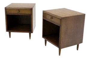 Mid Century Modern Johnson Furniture Walnut Nightstands - a Pair