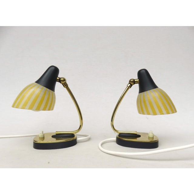 Brass, Anthracite and Glass Bedside Lamps from Lacroix, 1950s, Set of 2 For Sale - Image 4 of 18