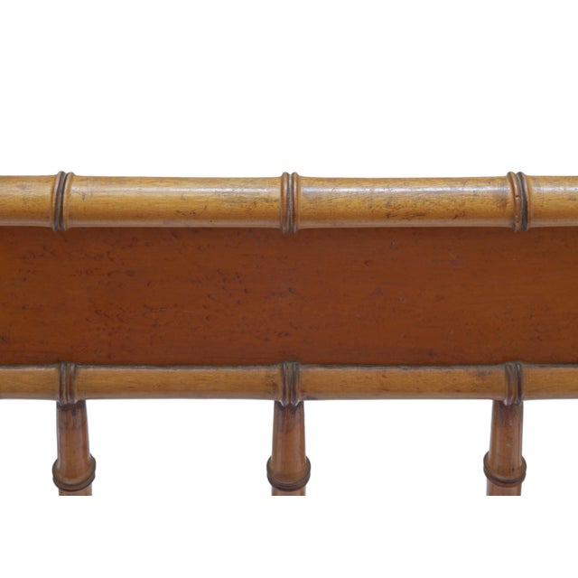 Brown Antique Faux Bamboo Small Bed or Daybed Vintage Maple Wood Window Seat Bench French Style For Sale - Image 8 of 8