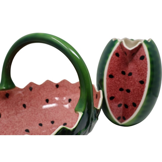 Vintage Strata Group “Ripe Watermelons” Sculptural Ceramic Pitcher & Basket Set, 5 Pieces For Sale - Image 10 of 18