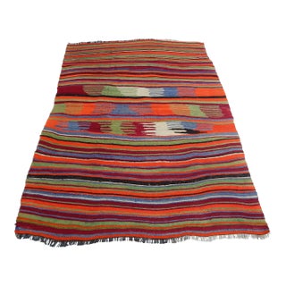 Striped Turkish Kilim 3'8" X 5' For Sale