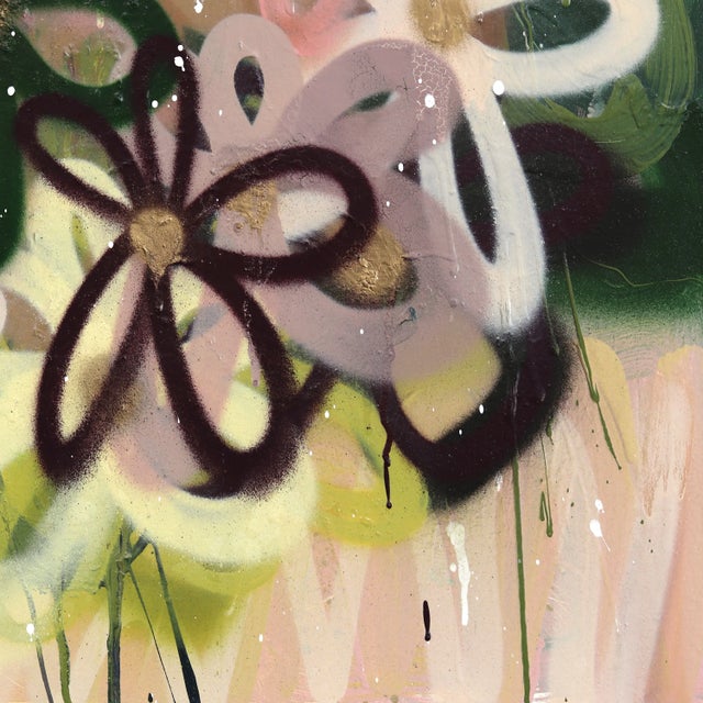 2020s Looking Through Grandma's Window - Abstract Floral Painting on Canvas Original Artwork by Amber Goldhammer For Sale - Image 5 of 9