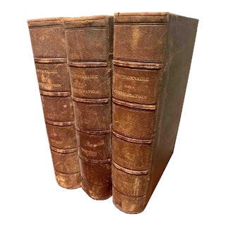 Antique French Conversation Dictionary – 2nd Edition, Set of 3 Brown Books For Sale