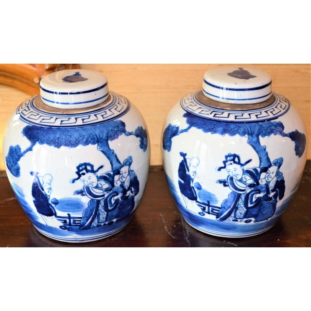 Chinoiserie Ginger Jars With Deities a Pair Chairish