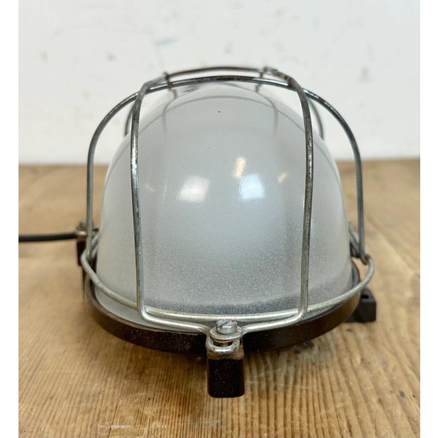 Brown Industrial Bakelite Wall Light with Milk Glass, 1960s For Sale - Image 8 of 13