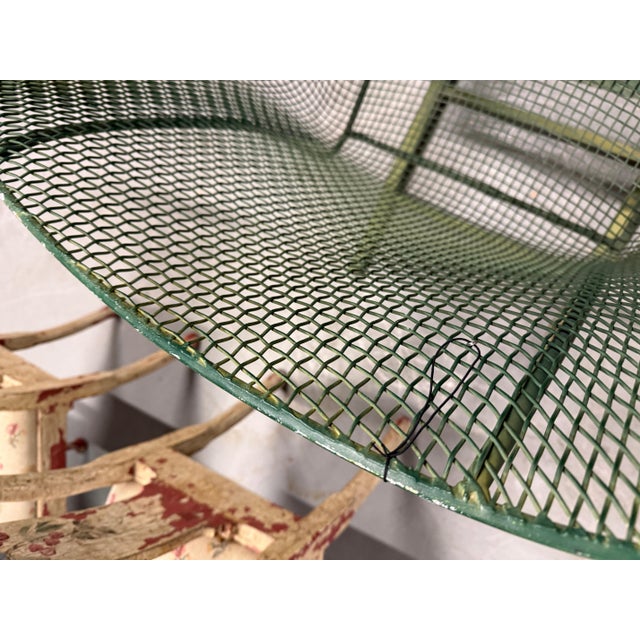 1960s 1960s Woodard Sculptura 3 Pieces Wire Set in Wonderful Green Faded Paint For Sale - Image 5 of 18