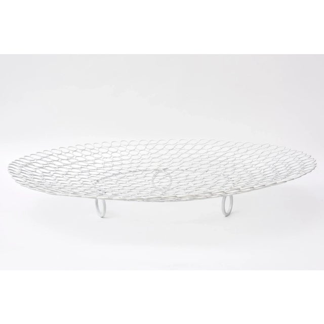 Modern White Lacquered Metal Large Circle Bowl With Circle Feet For Sale - Image 11 of 11