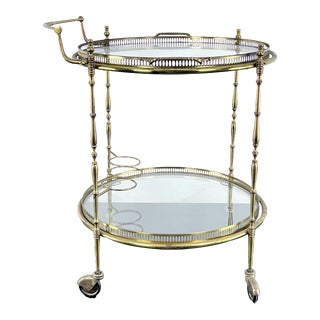 Mid-Century Modern Brass and Glass Bar Service Cart by Cesare Lacca Italy 1950s For Sale