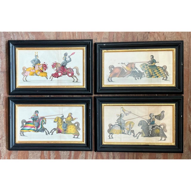Gothic Vintage Medieval Knight Prints in Black Frames - Set of 4 For Sale - Image 3 of 12