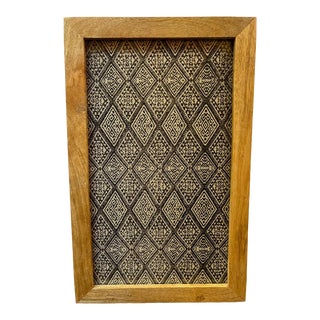 Vintage 1960s Swedish Solid Wood Custom Geometric Textile Wall Art Decor For Sale