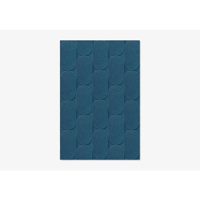 Contemporary Dark Blue Oval Textured Rug from Marqqa For Sale - Image 3 of 3