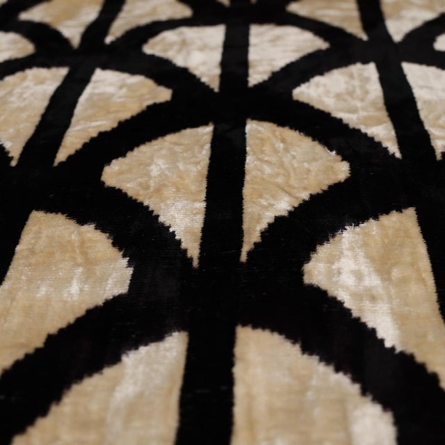 The Artisan Geometric Silk Velvet Pillow - Beige Bronze & Gold 20x20 In For Sale In San Francisco - Image 6 of 8