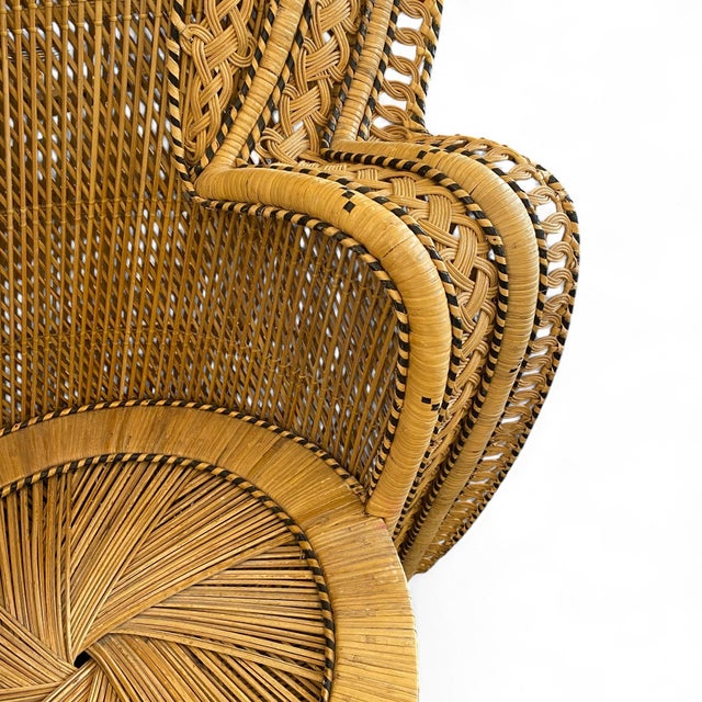 Brown Peacock Rattan Lounge Chairs, 1970s, Set of 2 For Sale - Image 8 of 10