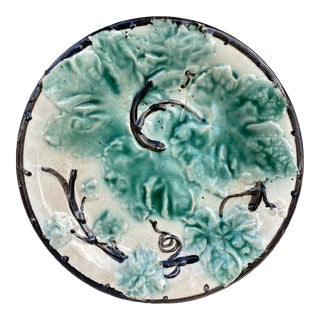 French Majolica Leaves Plate, Circa 1880 For Sale