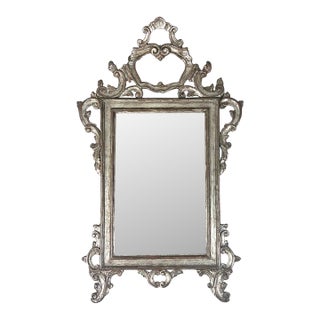 Italian Rococo Style Silver Gilt Mirror C. 1930's For Sale