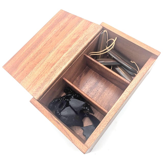 Late 20th Century Handcrafted Wood Jewelry Box With Decorative Sterling Silver Plaque For Sale - Image 9 of 14