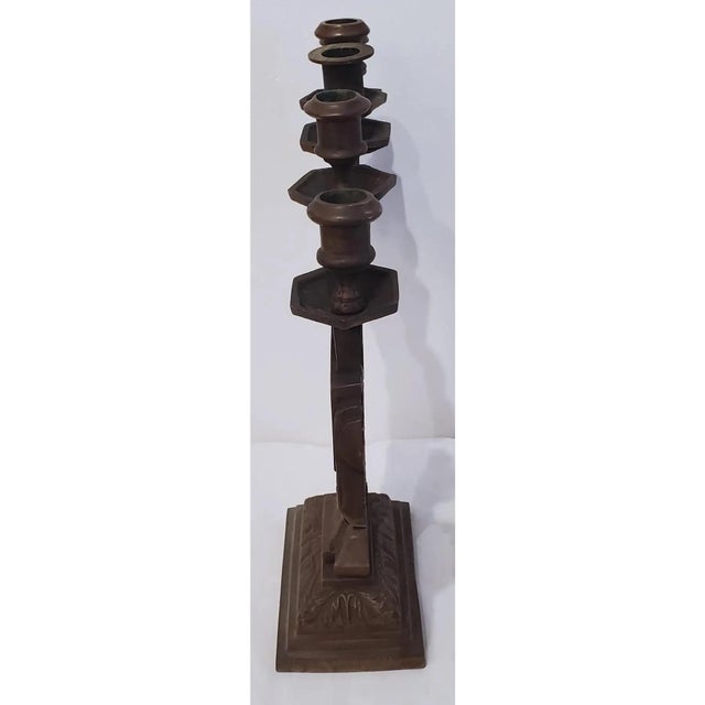 1920s Bronze Candle and Center Piece Set - Set of 3 For Sale - Image 9 of 10