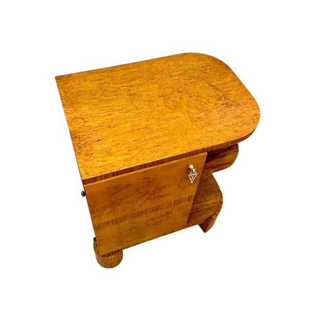 Art Deco Nightstands in Zebrawood and Karelian Birch Veneer, Central Europe, 1930s, Set of 2 For Sale - Image 9 of 15