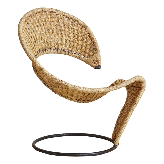 Curved Wicker ‘Zest’ Chair Attributed to Francois Liguori, France 1988 For Sale