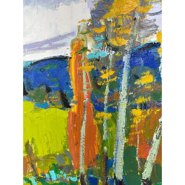 Green Impressionistic Landscape Original Oil Painting For Sale - Image 8 of 11