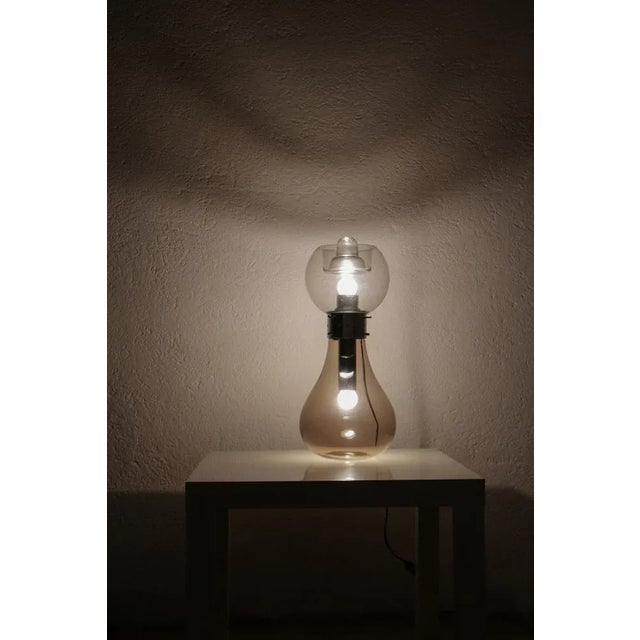 AVMazzega Space Age Italian Birillo Table Lamp in Glass and Steel from Mazzega, 1960s For Sale - Image 4 of 12