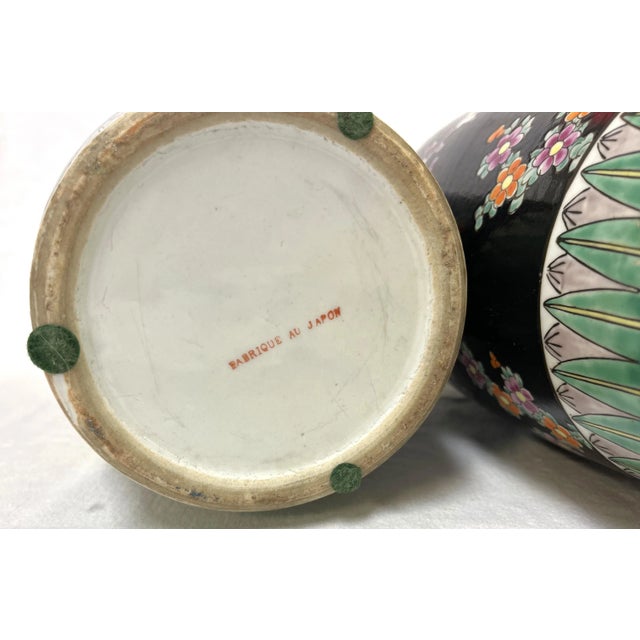 Mid Century Chinoiserie Birds With Peonies Hand Painted Porcelain Vases- a Pair For Sale - Image 12 of 12