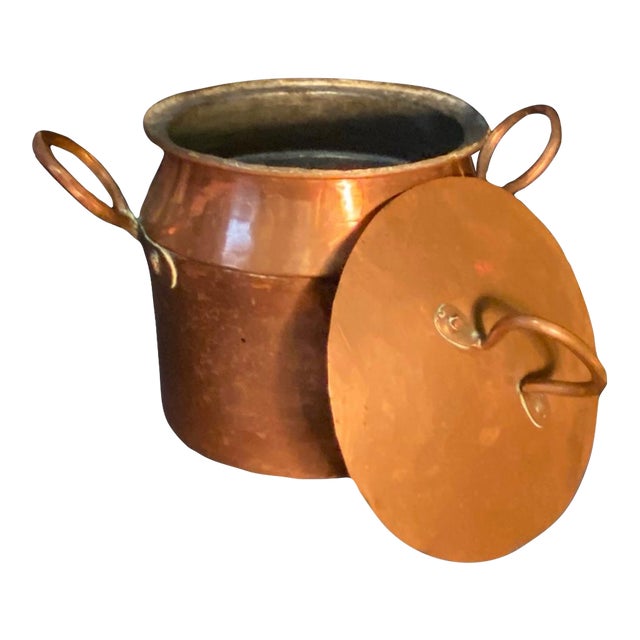 Antique Handmade French Copper Pot For Sale