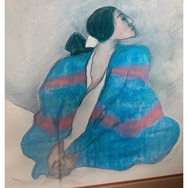 Native American Rc Gorman Woman in Blue Blanket 1977 Framed Signed Lithograph For Sale - Image 3 of 10