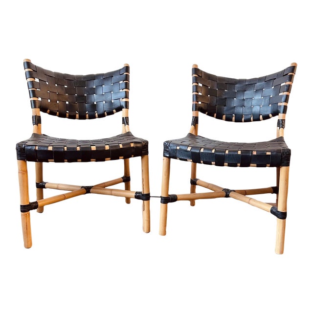 Morrison Leather Rattan Black Upholstered Dining Chair For Sale