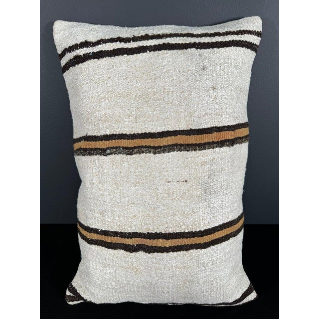 Turkish Hemp Pillow Cushion Natural Beige Brown Pillow Cushion Cover 16 "x 24" For Sale - Image 4 of 4