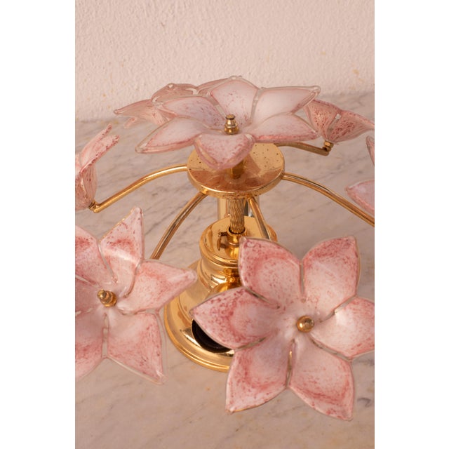 Vintage Murano Ceiling Light Pink Flowers, 1970s For Sale - Image 6 of 9