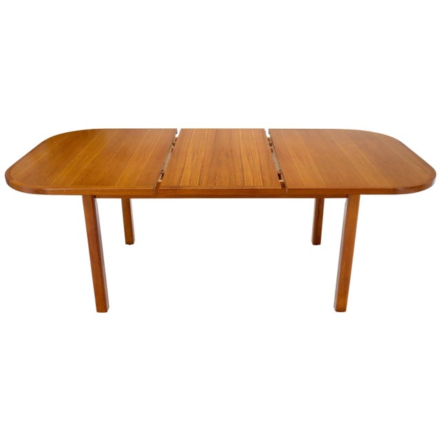 Rectangle Round Corners Teak Midcentury Danish Modern Dining Table Pop