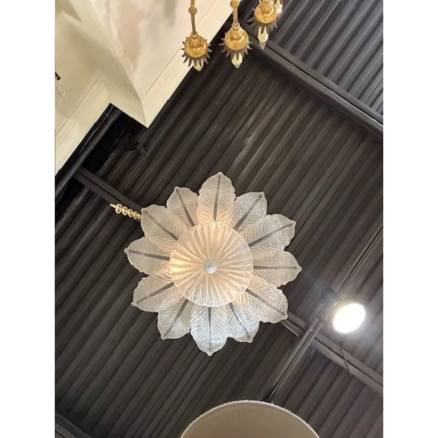 Small Scale Frosted Murano Glass Flush Mount Chandelier For Sale In Dallas - Image 6 of 6