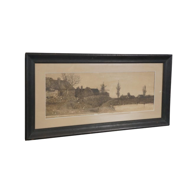 Farmhouse Late 19th Century Antique Edward Loyal Field Thatched Stone Cottage Country Landscape Etching 27", Framed For Sale - Image 3 of 10