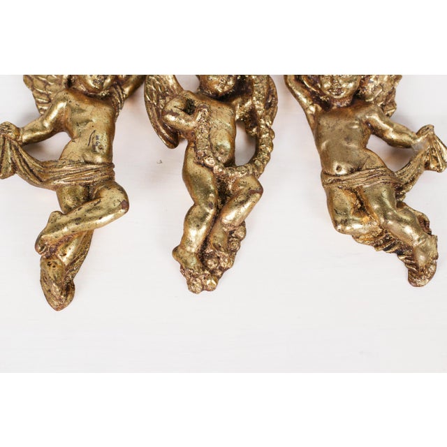 Mid-Century Set of 3 French Gold Leaf Cherub Wall Hangings For Sale In Lexington, KY - Image 6 of 15
