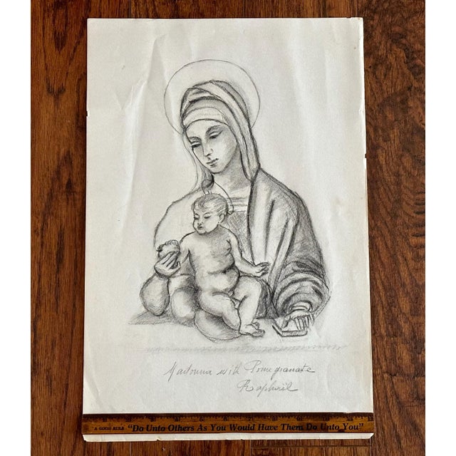 Black Mid 20th Century Old Master Art Drawings: Raphael, Leonardo, Rubens (Set of 5) - Unknown Artist For Sale - Image 8 of 8