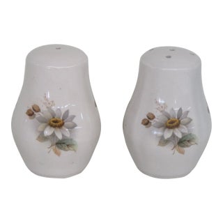 Staffordshire Ceramic Daisey Flowers Set of Salt and Pepper Shakers For Sale