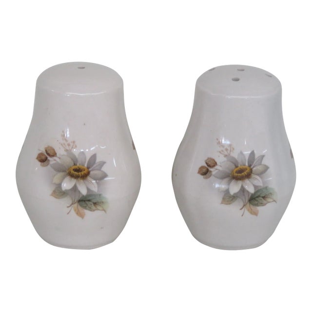 Staffordshire Ceramic Daisey Flowers Set of Salt and Pepper Shakers For Sale
