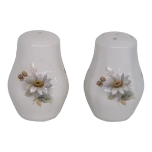 Staffordshire Ceramic Daisey Flowers Set of Salt and Pepper Shakers