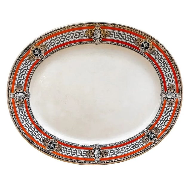 19th Century Antique English Staffordshire Oval Earthenware Platter For Sale - Image 10 of 10