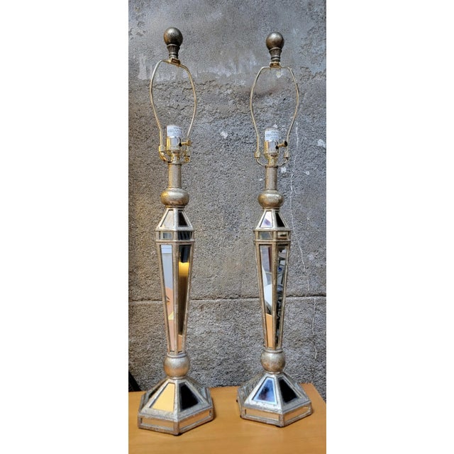 Mirrored Hollywood Regency Table Lamps by John Richard Lighting For Sale - Image 10 of 10