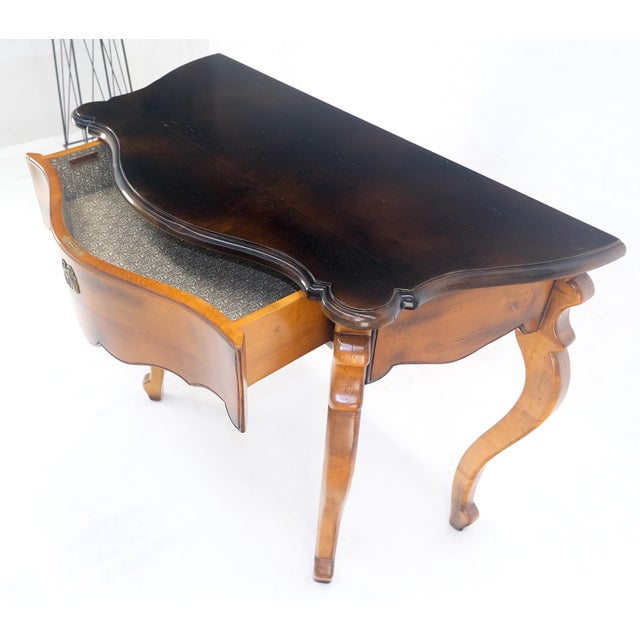 Baker One Drawer Cabriole Leg Fruitwood Paper Finished Drawer Console Table MINT For Sale - Image 11 of 14