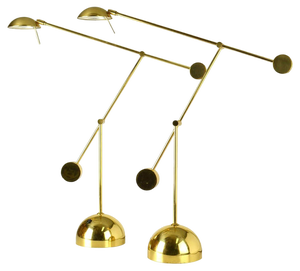 Minimalist Counter Balance Table Lamps in Brass, 1970s, Set of 2