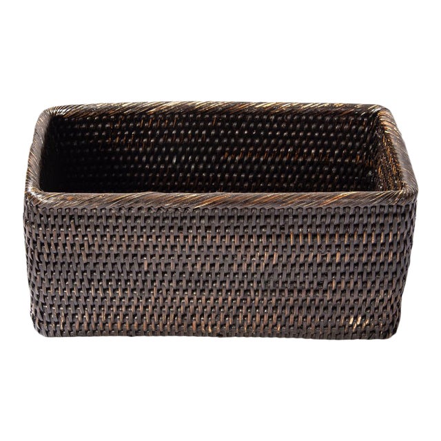 Artifacts Rattan Petite Basket in Tudor Black - 10" For Sale