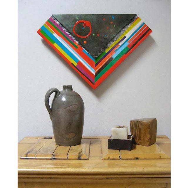 Contemporary "Chevron" Contemporary Geometric Striped Collage For Sale - Image 3 of 10