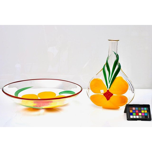 Murano Vase and Bowl with Nasturtium Design by Berit Johansson for Pauly & C., 1998, Set of 2 For Sale - Image 4 of 18