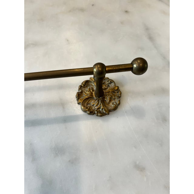 Pair Solid Brass Vintage Towel Bars For Sale - Image 4 of 9