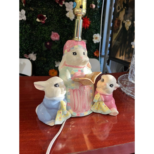 1970s Nursery/Kids Room Bunny Ceramic Vintage Lamp For Sale - Image 4 of 10