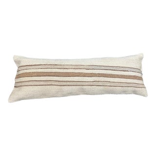 Turkish Hemp Pillow Cushion Natural Beige Brown Cushion Cover 14"x40" For Sale